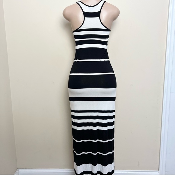 AQUA Black & White Striped Maxi Dress - Picture 4 of 7